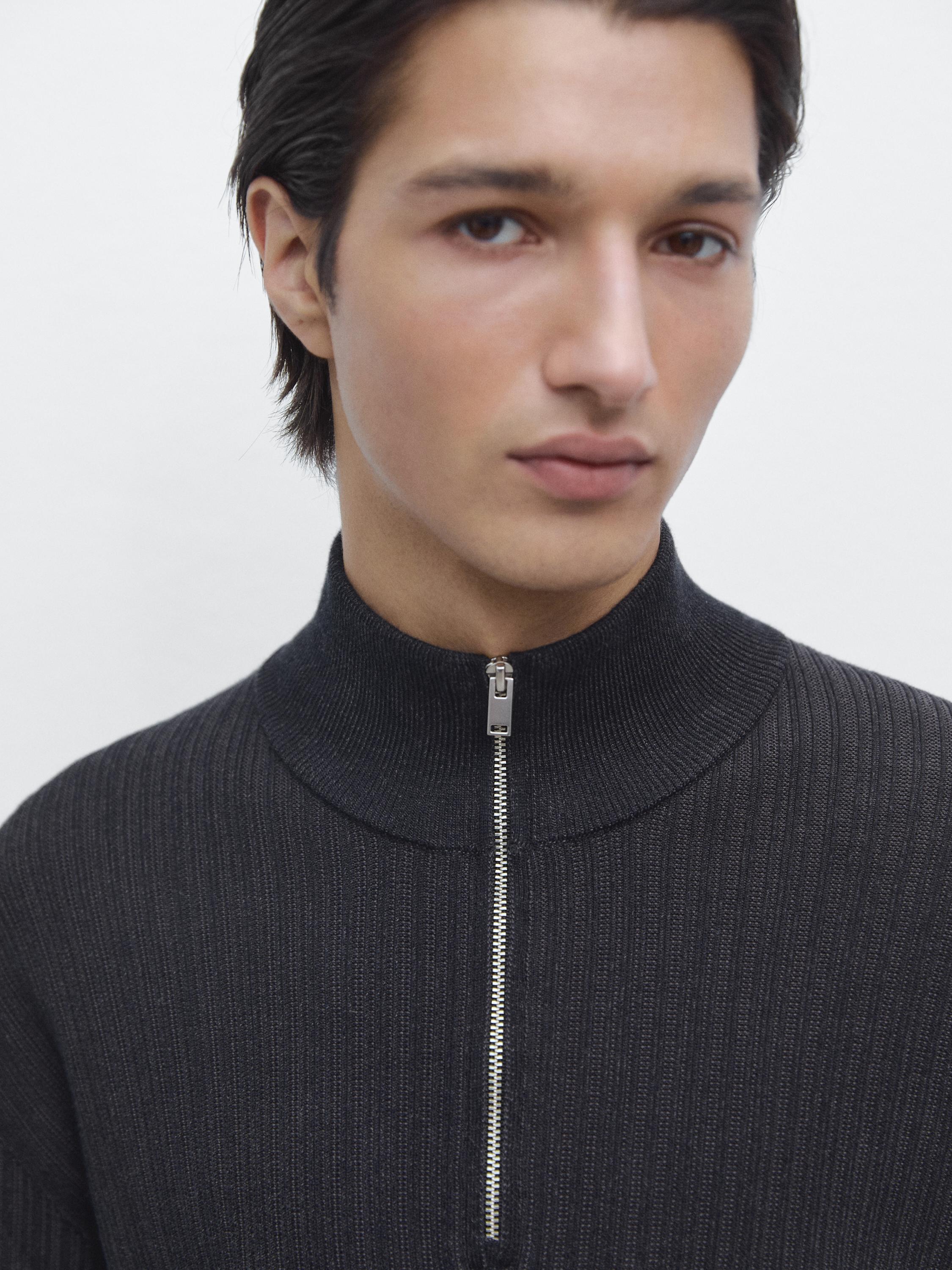 Pull en maille à col camionneur zipp